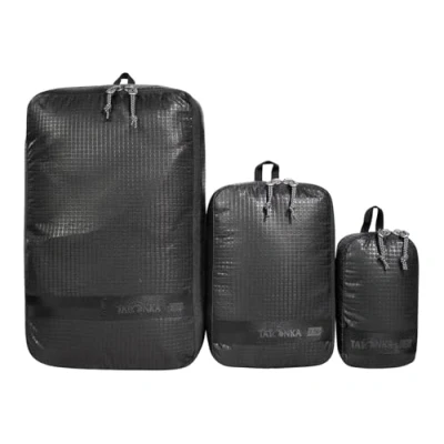 Abbildung von Tatonka Packwürfel Stuffsack Zip Set 3 Ultraleichtes und platzsparendes Packtaschen mit Reißverschluss Taschen in verschiedenen Größen (black)