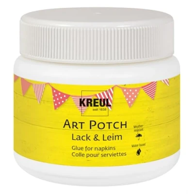 Abbildung von KREUL 49251 Art Potch Lack und Leim, transparent, 150 ml, Serviettentechnik Dekokleber auf Wasserbasis, für Holz, Keramik, Stein Karton