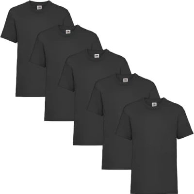 Abbildung von GIDUTEX Kinder Tshirt by Fruit of The Loom Valueweight Unisex 104 116 128 140 152 (DE/NL/SE/PL, Numerisch, 152, Regular, Schwarz)