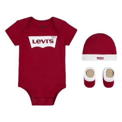 Abbildung von Levi&#039;s Kids Classic batwing infant hat bodysuit bootie set 3pc Baby Jungen Pastel Turquoise 0 6 Monate