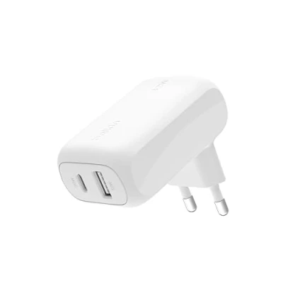Abbildung von Belkin BoostCharge 42 W USB Ladegerät mit 2 Anschlüssen, C + A Charger; Schnellladen für iPhone 16, 16 Plus, Pro, Pro Max, 15, 14, 13, Galaxy S24, S23, Ultra, iPad, AirPods Weiß