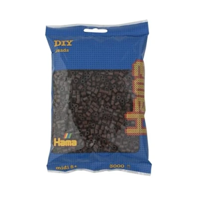 Abbildung von Hama Perlen 201 12 Bügelperlen Beutel mit ca. 3.000 bunten Midi Bastelperlen Durchmesser 5 mm in Braun, kreativer Bastelspaß für Kinder ab Jahren