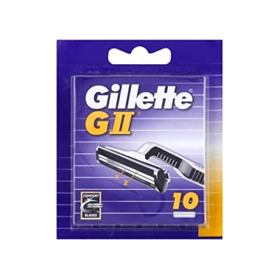 Abbildung von Gillette GII Rasierklingen für Rasierer, 10 Ersatzklingen Nassrasierer Herren mit doppelten Klingen