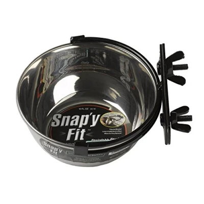 Abbildung von MidWest Homes for Pets Snap&#039;y Fit Modell 40 10 Edelstahl Schüssel für Haustiere, zum Befestigen an Hundeboxen und anderen Draht Tierkäfigen, Hunde Katzen, 295 ml