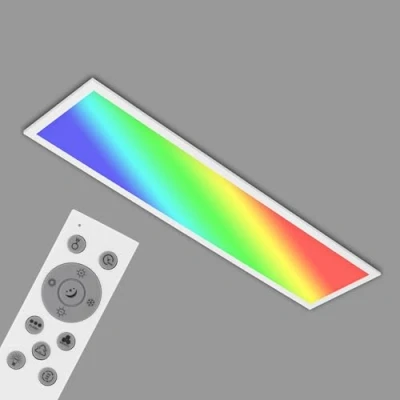 Abbildung von BRILONER Leuchten LED Deckenleuchte RGB, Deckenlampe CCT, Ultra Flach, Dimmbar, Farbwechsel, Fernbedienung, Warmweiß, Neutralweiß, Kaltweiß, 1000x250x66 mm (LxBxH), 7054 016