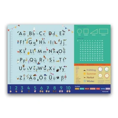 Abbildung von Close Up Kinder Schreibtischunterlage Alphabet 60x40 cm, wasserfest aus strapazierfähigem Vinyl mit einem innenliegenden Polyestermesh