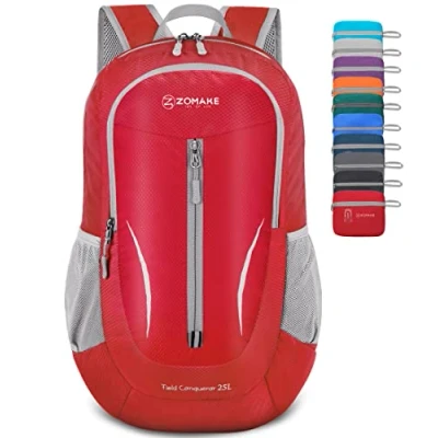 Abbildung von ZOMAKE Ultraleicht Faltbarer Rucksack Packbare Backpacks 25L,Kleiner Faltbar Wanderrucksack Wasserdicht für Damen Herren Outdoor Wandern(Rot)