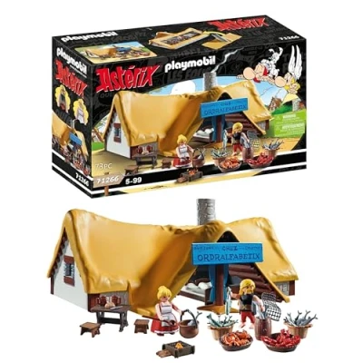 Abbildung von PLAYMOBIL Asterix 71266 Hütte des Verleihnix, Fischhändler Verleihnix und Seine Frau Jellosubmarine, Spielzeug für Kinder ab 5 Jahren