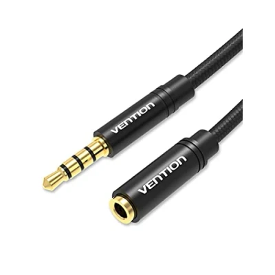 Abbildung von VENTION Kopfhörer Verlängerungskabel,3,5 mm Audio Verlängerungskabel,Stereo Kabel,4 Polig TRRS 3.5mm Stereo Verlängerungskabel,Stützmikrofon vergoldetes Nylon Geflechtkabel für Headset/TV/Laptop