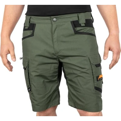 Abbildung von ACE Constructor Herren Arbeitshose kurz Männer Arbeitshosen mit Cargo Taschen &amp; Stretch Bund für den Sommer Oliv 50