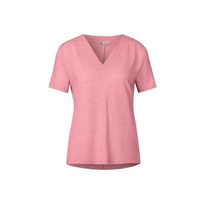 Abbildung von Street One Damen A323335 V Neck Shirt in Leinen Optik, Blush Peach, 36