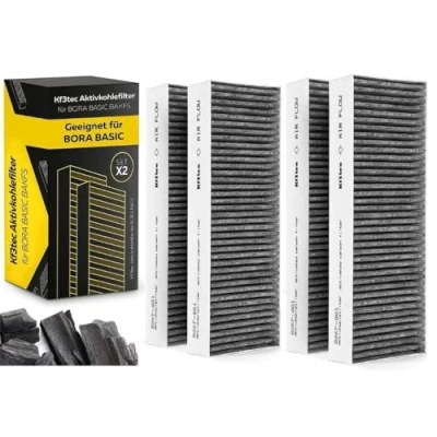 Abbildung von KF3TEC® Aktivkohlefilter Set für Bora Basic BAKFS (4 Filter) und BIU/BHU/BFIU Dunstabzugshauben/Maximal 2 Stück pro Kunde 2er Pack