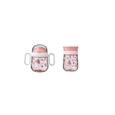 Abbildung von Mepal Mio Set 360 Baby Trinklernbecher ab 6 Monate auslaufsicher Spülmaschinengeeignet &amp; BPA frei Flowers Butterflies