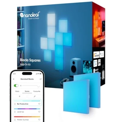 Abbildung von Nanoleaf Blocks Erweiterungspack 2 Quadrate (Starterpack nötig), RGBW farbwechselnde Wandlampe, einstellbare Farbtemperatur 2700K to 6500K, diffus Stimmungslampe, White
