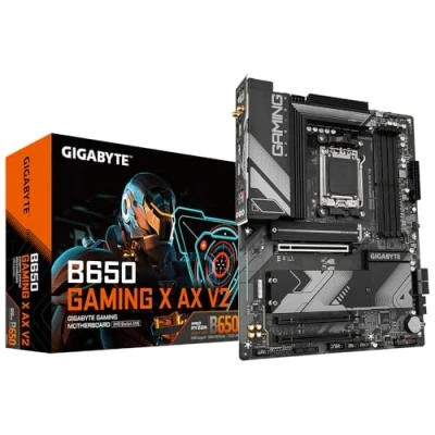 Abbildung von Gigabyte B650 Gaming X AX V2 Motherboard Unterstützt AMD Ryzen 8000 CPUs, 8+2+2 Phasen Digital VRM, bis zu 8000MHz DDR5 (OC), 1xPCIe 5.0 + 2xPCIe 4.0 M.2, Wi Fi 6E 802.11ax, 2.5GbE LAN, USB 3.2 Gen