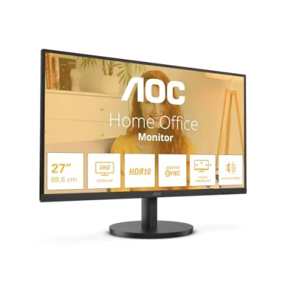 Abbildung von AOC U27B3M 27 Zoll Ultra HD Monitor, Adaptive Synchronisation, HDR10 (3840x2160, 4K, 60 Hz, 2X HDMI 2.0, 1x DisplayPort 1.4) schwarz
