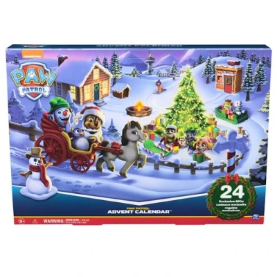 Abbildung von PAW PATROL Adventskalender 2024 24 Spielzeug Überraschungen für eine fantasievolle Winterwelt, 7 Welpenfiguren, Tierfiguren und Zubehör, ab 3 Jahren