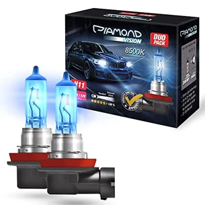 Abbildung von Diamond Vision 2x H11 12V 55W Xenon Look Halogen KFZ Autolampen Kaltweiß zweimal so langlebig E Prüfzeichen PGJ19 2