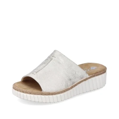 Abbildung von Rieker Damen Pantoletten 69288, Frauen Slipper,Gartenschuhe,Sommerschuhe,sommerclogs,Schlupfschuhe,schluepfschuhe,Slides,beige (60),37 EU / 4 UK