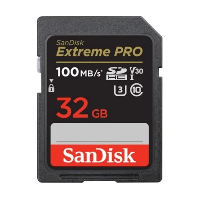 Abbildung von SanDisk Extreme PRO SDHC UHS I Speicherkarte 32 GB (V30, Übertragungsgeschwindigkeit 100 MB/s, U3, 4K UHD Videos, temperaturbeständig)