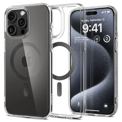 Abbildung von Spigen für iPhone 15 Pro Ultra Hybrid S MagFit All in One Hülle mit Ständer Kompatibel MagSafe Handyhülle Case Schutzhülle Graphite