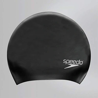 Abbildung von Speedo Unisex Erwachsene Badekappe für Lange Haare Ziepfrei Einfaches Aufsetzen Trainingshilfen, Schwarz, Einheitsgröße