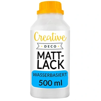 Abbildung von Creative Deco Acryl Mattlack Firnis 500 ml Flasche Klarlack Oberflächenfinish auf Wasserbasis Permanenter farbloser Lack Verwendung im Innen und Außenbereich Bastelprojekte Gemälde