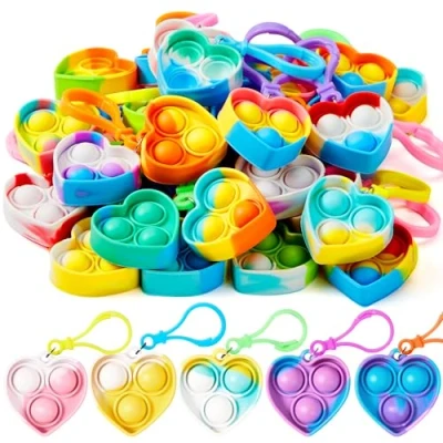 Abbildung von JOYIN 30 Stück(Herz) Pop Schlüsselanhänger, Mini Fidget Spielzeug, , Partygeschenke für Kinder von 48, Popit Keychain Jungen Mädchen Mitgebsel Kindergeburtstag