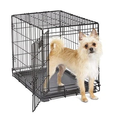 Abbildung von MidWest Homes for Pets iCrate Modell 1524 Hundebox, ca. 61 cm lang, mit Einzeltür, auslaufsicherer Bodenwanne, Bodenschutzfüßen, Trenneinsatz und patentierten Funktionen, schwarz
