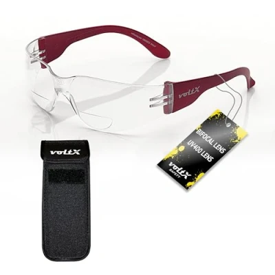 Abbildung von voltX Grafter BIFOKALE (KLAR +1.5 Dioptrie) Leichtgewichts Industrie Lesen Schutzbrille, CE EN166F Anti Fog UV400 Linse, Sportbrille für Radler, Erweiterbarer Sicherheitsbeutel