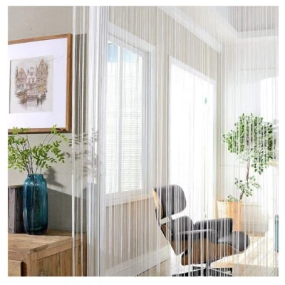Abbildung von TRIXES weiß Fadenvorhang im Tautropfen Design als Raumteiler Fliegenschutz oder Festliche saisonale Dekoration Voller Größe: 90cm x 200cm Vorhänge