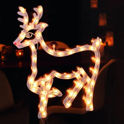 Abbildung von Konstsmide LED Fenstersilhouette, Rentier, 50 warm weiße Dioden, 230V, Innen, weißes Kabel 2174 010, Reindeer