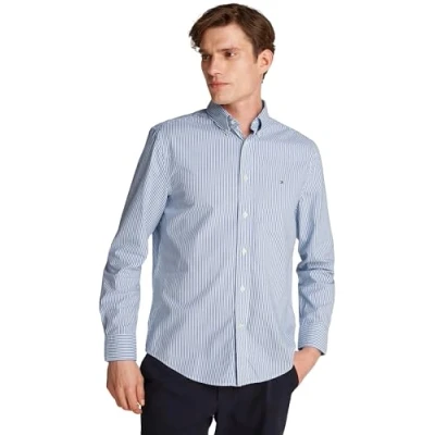 Abbildung von Tommy Hilfiger FLEX Classic Shirt Hemd, Herren, Größe: XS, Wedge blue/optic white