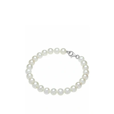 Abbildung von Valero Pearls Damen Perlenarmband Hochwertige Süßwasser Zuchtperlen 7 8 mm Rund weiß 925 Sterling Silber Damenarmband mit echten Perlen geknotet