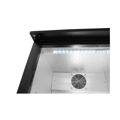 Abbildung von HENDI Getränkekühlschrank 93 Liter 50 x 90 cm Glastür 2 Regalböden LED Beleuchtung schwarz, Gastro Bar Kühlschrank klein