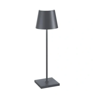 Abbildung von Zafferano, Poldina Pro Lampe, Kabellose, Wiederaufladbare Tischlampe mit Touch Control, Auch für den Außenbereich Geeignet, Dimmer, 2200 3000 K, Höhe 38 cm, Farbe Dunkelgrau