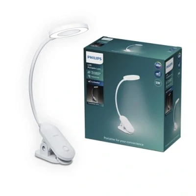 Abbildung von PHILIPS Forys Clip tragbare Tischleuchte, 5W, kaltweiß, weiß, inkl. Akku
