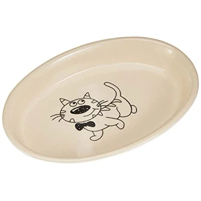 Abbildung von Nobby Katzen Keramik Schale oval, creme / beige, 17 x 11 2,5 cm