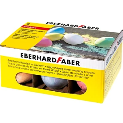 Abbildung von Eberhard Faber 526510 Straßenkreide Eierform, 6 leuchtenden Farben Straßenmalkreide im Kartonetui