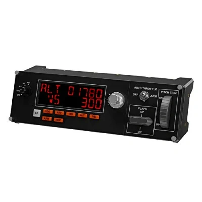 Abbildung von Logitech G Saitek Pro Flight Multi Panel, Autopilot Controller für Flug Simulatoren, LCD Display, Automatische Schubregelung, Echtzeit Anzeigen, Dedizierte Bedienelemente, USB Anschluss, PC Schwarz