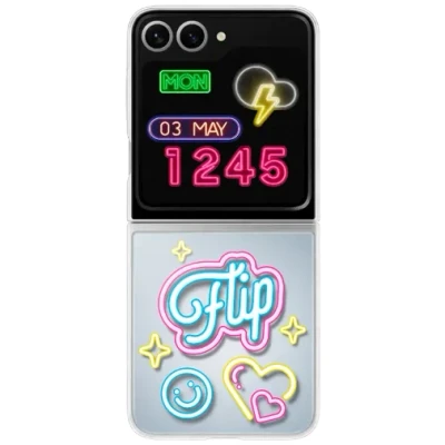 Abbildung von Samsung Flipsuit Hülle Galaxy Z Flip 6 + Neon Card Durchsichtig
