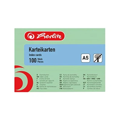 Abbildung von herlitz Karteikarte A5, liniert, grün, 100 Stück