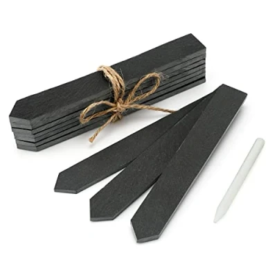Abbildung von KINGLAKE 10 Stück 15 x 2 cm kräuterschilder Schiefer pflanzschilder für draussen pflanzenschilder pflanzenstecker zum beschriften wetterfest