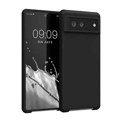 Abbildung von kwmobile Hülle kompatibel mit Google Pixel 6 Silikon Handy Case Handyhülle weiche Oberfläche kabelloses Laden Schwarz
