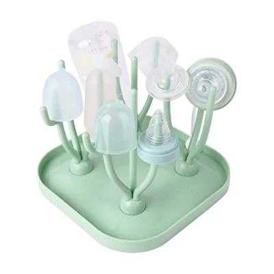 Abbildung von Vicloon Trockenständer Babyflaschen,Trockenständer für Babyflaschen mit Abtropfschale,BPA frei Zubehör zum Trocknen von Babyflaschensaugern Grün