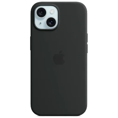 Abbildung von Apple MagSafe Silikon Back Cover Schwarz iPhone 15