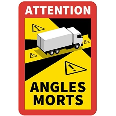 Abbildung von 12 Stück Attention Angles Morts für LKW und Wohnwagen 25 x 17 cm Aufkleber Sticker Hinweiszeichen Schild Frankreich mit UV Schutz speziell Außenbereich von STROBO
