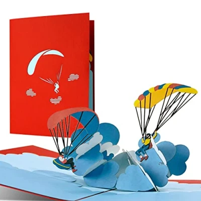 Abbildung von Diese Klappkarten Gleitschirmfliegen, Paragliding Karte als Geschenkarte, Geschenkgutschein I Super Fallschirmsprung, Tandemsprung Gutschein zu Geburtstag, Weihnachten etc, H41