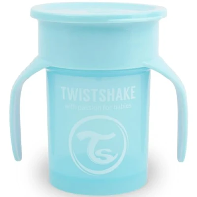 Abbildung von Twistshake 360 Cup Trinklernbecher Kinder mit Griffen 230 ml, Schnabeltasse Baby, auslaufsicherer Trinkrand, BPA Frei, 6+ Monate, Pastellblau