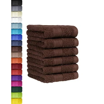 Abbildung von BaSaTex 6er Pack Handtuch Set für Gäste Handtücher mit Aufhängeschlaufe aus weicher Baumwolle in 30x50 cm Gästetücher die Händereinigung Öko Tex Standard 100 Zertifiziert Schoko